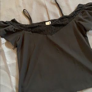 Paper Crane Black Lace Cold Shoulder Top